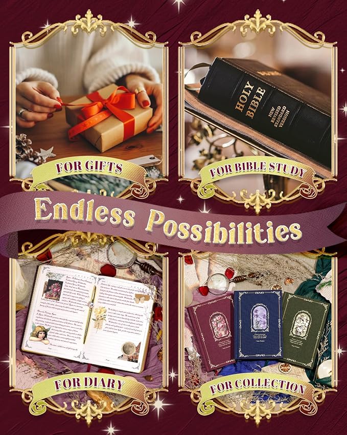 Thick Journal Notebook for Women & Girls, 360 Pages A5 Writing Journaling Notebook with Paintings, Women Journal for Writing, Vintage Journal with Gift Box & Pen for Women Gift Ideas (Claret)