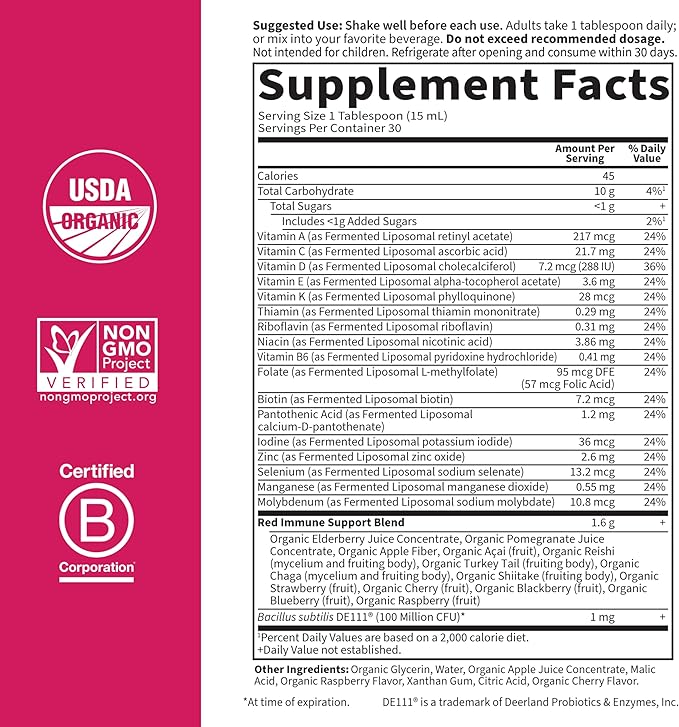 Garden of Life Superfoods Sips, 30 Servings, Vitamins, Probiotics, 13 Organic Superfoods, Functional Mushrooms, Immune Reds, Once Daily, Organic, Vegan, Preservative-Free, Berry Flavor