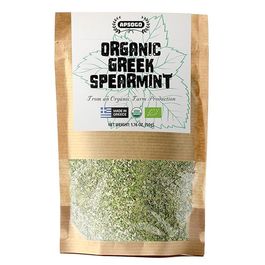 APSOGO Organic Spearmint - Premium Greek Herbal Tea & Culinary Mint - Naturally Sweet Aroma - 1.76oz