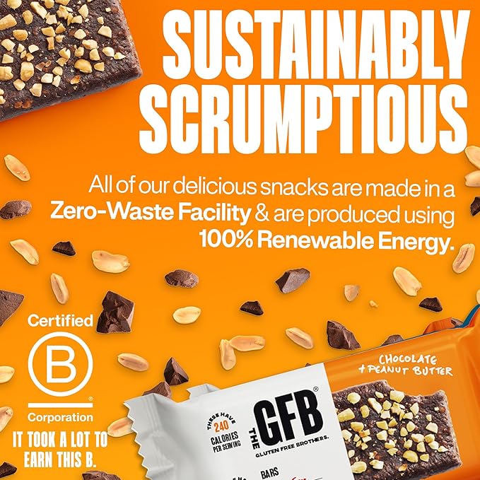 The GFB Chocolate Peanut Butter Protein Bars - Gluten Free, Plant Based, Non GMO, Sustainably Made – Ridiculously Tasty, Healthy, Vegan, Nutrition Snack Protein Bars, 2.05 oz (12 Count)