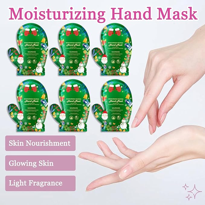 Hydrating Hand Masks, 6PCS Hand Mask Moisturizing Gloves for Men Women, Smooth Long Lasting Soft Exfoliating Hand Peeling Spa Mask Moisturizer Beauty Gift Set for Dry Cracked Rough Dull Hands（O)