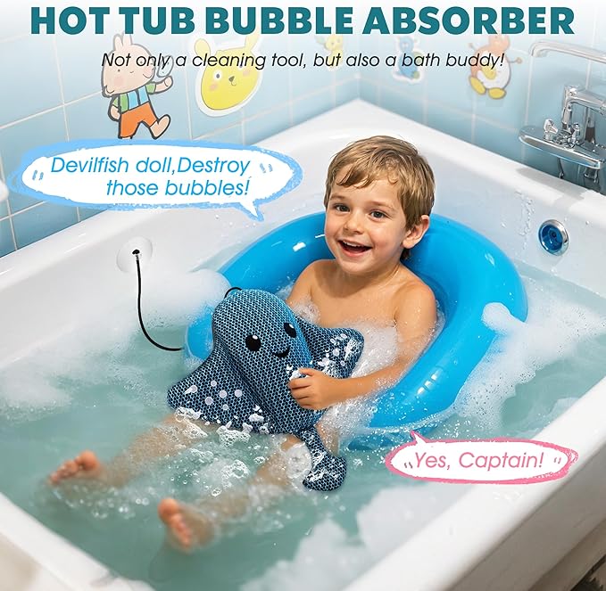 Hot-Tub-Scum-Absorber-Devilfish-Hot-Tub-Floating-Sponge-Scum-Remover Reusable-Scum-Bug-Hot-Tub-Oil-Scum-Absorbing-Sponge Keep Water Cleaner Spa & Pool Bath Scum-Hot-Tub-Accessories Adults Kids