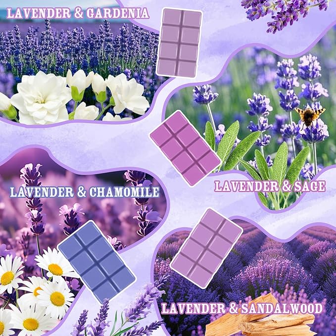 STRN Natural Soy Wax Melts with Essential Oils, Long-Lasting Aromatherapy Wax Cubes for Wax Warmers, Scents of Lavender & Gardenia, Sage, Chamomile, Sandalwood – 4x2.5oz for Home, Spa & Gifts