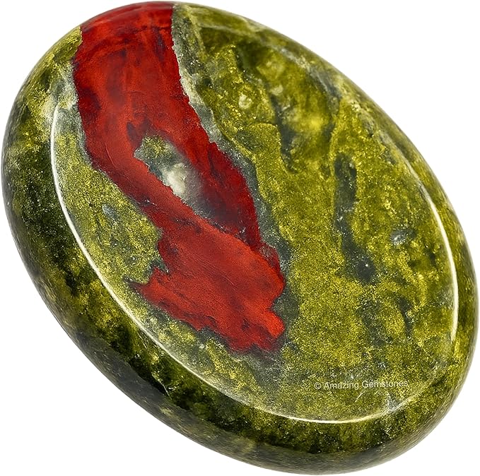 Amazing Gemstone Dragon Bloodstone Worry Stone Crystals and Healing Stones - Worry Stones for Stress Relief Gifts - Piedra Crystal Fidget for Meditation - Unique Stocking Stuffers and Birthday Gifts