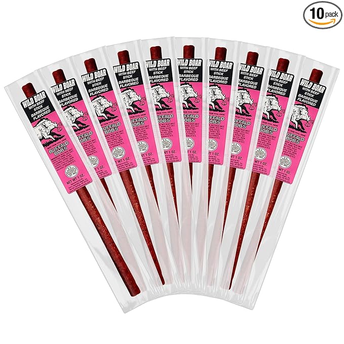 Buffalo Bob's Wild Game Meat Snack Stick - Wild Boar BBQ Stick 10 Pack