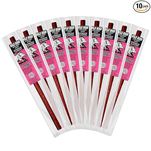 Buffalo Bob's Wild Game Meat Snack Stick - Wild Boar BBQ Stick 10 Pack