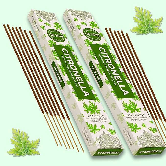 Citronella Incense Sticks for Outdoor Camping - Total 120 Insence-Sticks - 6 Packs of 20 Insense - Inciensos - Inscents - Natural Non Toxic Ingredients - Incents - Incence - Inscense