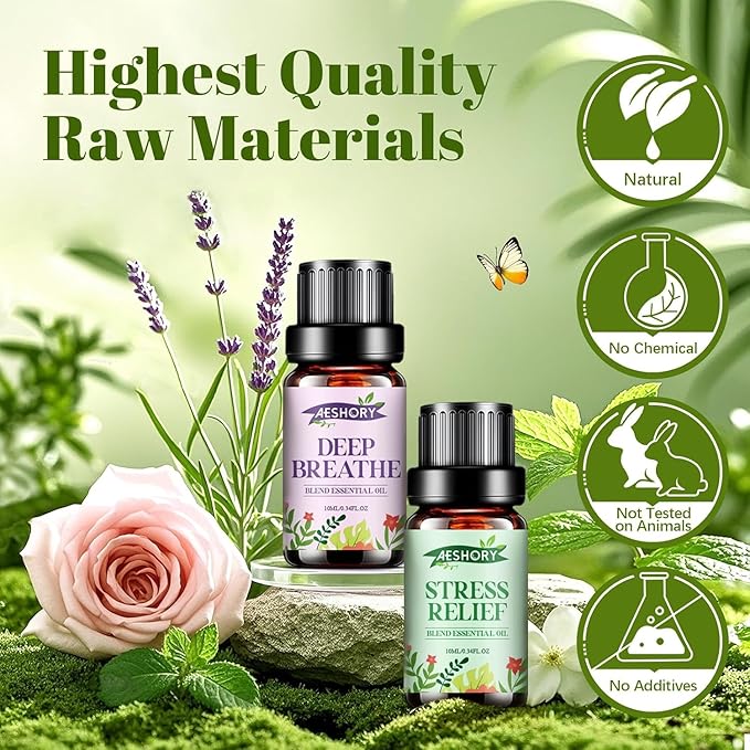 Essential Oils Blend Set,Essential Oils for Diffusers for Home,Stress Relief, Sweet Dream,Deep Breathe,Relax, Air Freshening,Aromatherapy Gifts for Women,DIY Candle Making,Humidifiers, Massage(6x10ml)