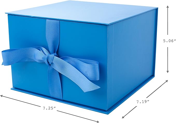 Hallmark Medium Gift Box with Lid and Shredded Paper Fill (Blue 7 inch Box) for Birthdays, Graduations, Anniversaries, Father's Day, Christmas, Valentine's Day, All Occasion