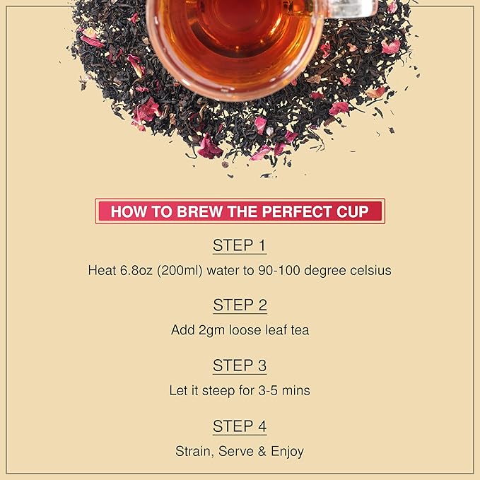 BREWIX, Chocolate Rose Loose Black Tea, (50+ Cups, 3.53oz/100g) | Valentine's | Dessert tea