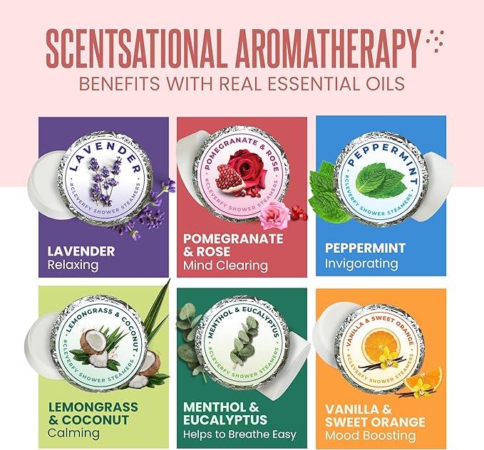 Cleverfy Shower Steamers Aromatherapy – Stocking Stuffers for Women, Teens and Wife – Christmas Gifts for Women and Teen Girls – White Elephant Gifts for Adults – 6 Tablets