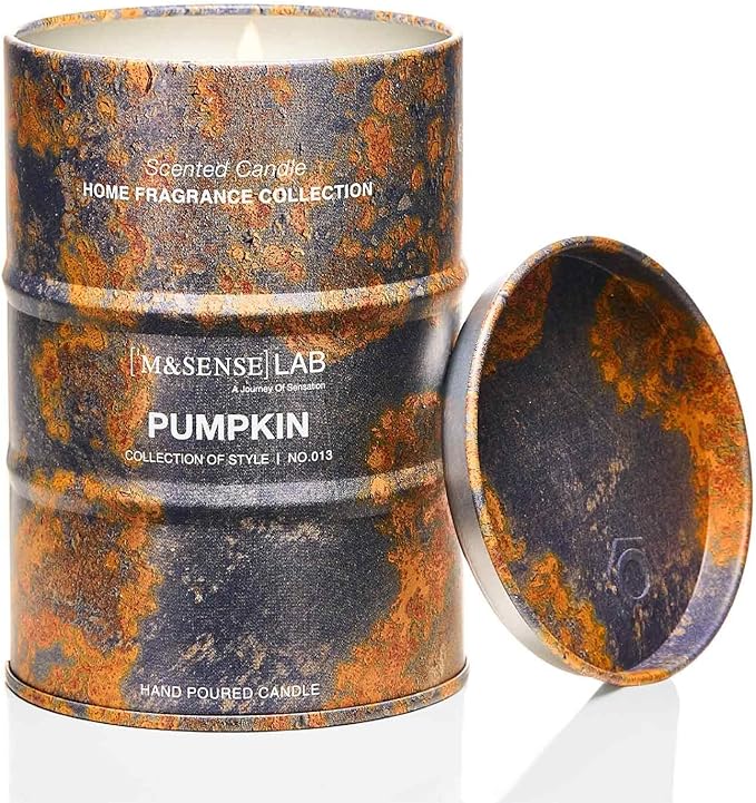 M&SENSE Pumpkin Scented Candles Natural Non Toxic, Aromatherapy Candle for Stress Relief Meditation Relaxing, Housewarming Gifts for Women Men, 11.3oz 70 Hour Long Burning