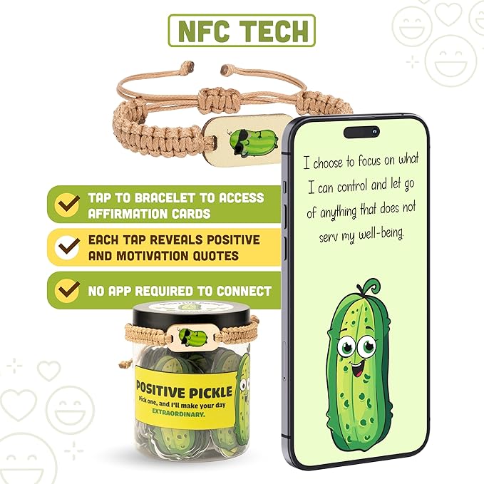 60 Positive Pickle Cards Jar, Affirmation Cards For Women, Teens, Stocking Stuffers, Christmas Gifts For Women Mom, Gifts For Women, Teacher Gifts, White Elephant Gifts, Teen Girl Gifts Trendy Stuff