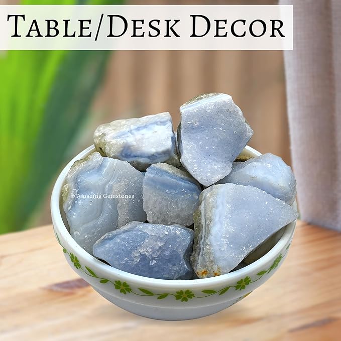 Amazing Gemstone Blue Lace Agate Raw Crystals and Healing Stones, Natural Rocks for Tumbling - DIY Raw Stones and Crystals, 2 Pieces