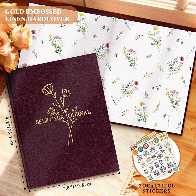 Lanpn Self Care Journal for Women, Self Love Guided Journals with Prompts, Daily Reflection Wellness & Gratitude Planner, 5 Minute Mental Health Notebook, Mindfulness Mood Log, 240 Pages, Purple