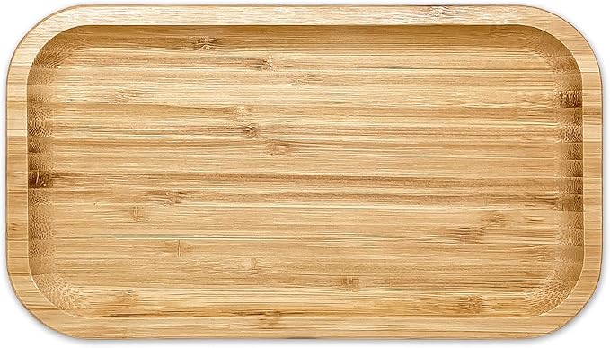 Bam&Boo Bamboo Serving Tray Natural Minimalist Rectangular (9.7” x 5.4" x 0.8") Coffee, Tea, Food, Drinks, Storage, Decor for Home, Kitchen, Bathroom