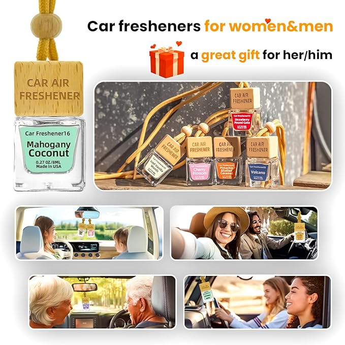 Car Air Freshener Hanging Diffuser – Long-Lasting Essential Oil Scent (Up to 60 Days) – Non-Toxic & Eco-Friendly – 2-Pack Auto Fresheners Made in USA