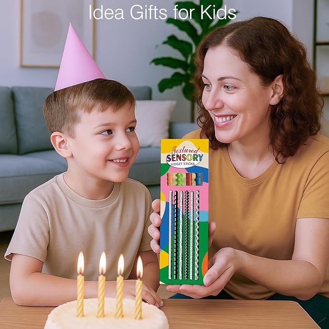 Flexible Sensory Fidget Sticks for Kids,6PCS Sensory Fidget Toys for Stress Anxiety Autistic ADHD,Calm Down Travel Airplane Essentials Toys,Stuffers Gifts for Teens Boys Girls