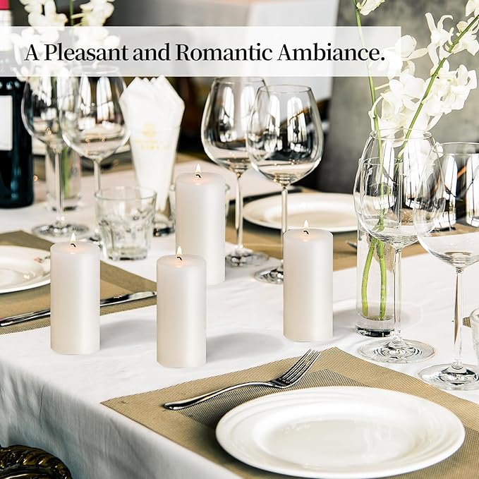 KONNI White Pillar Candles Set of 10, 2"x 4" Unscented Pillar Candles Bulk, 20 Hours Long Burning Candles, Smokeless&Dripless Large Round Candle for Wedding, Home Decoration, Parties, Spas, Dinner