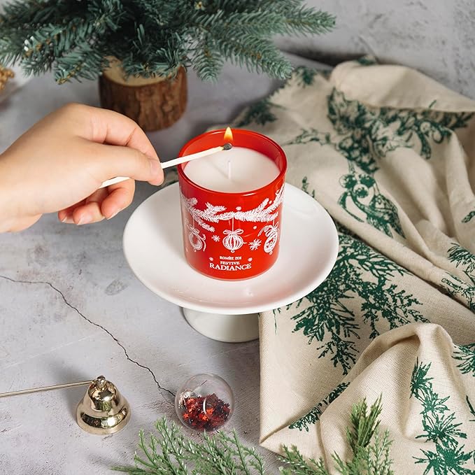 ROMIIE ZOI Christmas Scented Jar Candle - 6oz Soy Wax Candle - Festive Radiance Infused with Sweet Pine Aroma - with Beautiful Keepsake Box Special for Christmas/Holiday Gifts