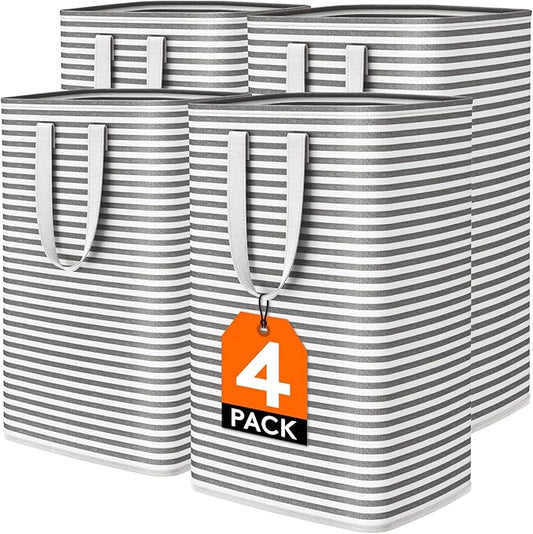 Lifewit 4 Pack Laundry Hamper Large Collapsible Laundry Baskets, Freestanding Waterproof Clothes Hamper with Easy Carry Handles in Laundry Room Bedroom Bathroom College Dorm for Adults, Black, 4 x 80L