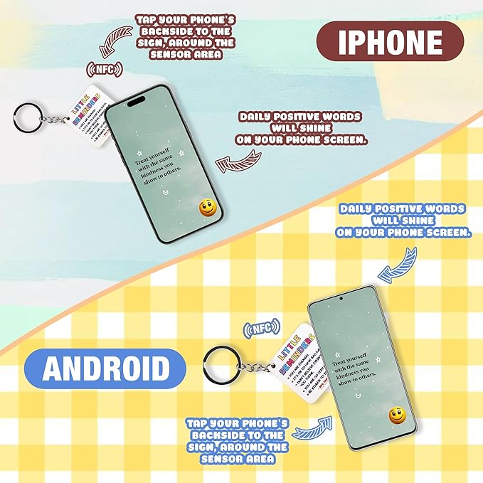 90+ Positive Messages with NFC Keychain, Unique Gifts for Women, Affirmation Cards, Positive Affirmations Cards, Stocking Stuffers Teens, Self Care Gift, Christmas Gifts For Women