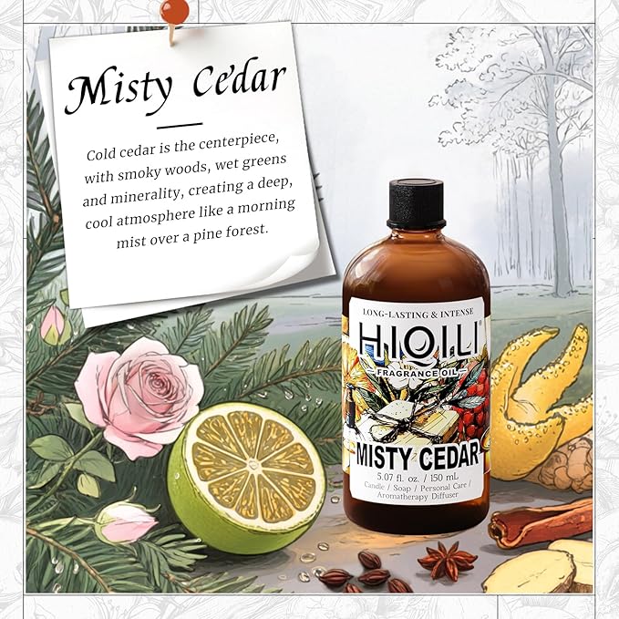 HIQILI Misty Cedar Fragrance Oil for Candle & Soap Making, DIY Fresh Hand Wash, Luxury Hotel Scents for Air Diffuser - 5.07 Fl Oz