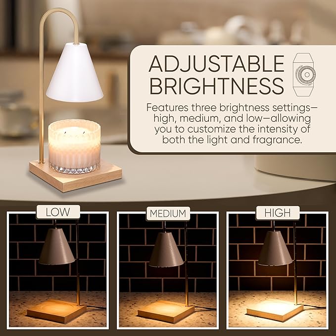 Sheffield Home Glass Candle Warmer Lamp – Elegant Candle Warmer for Long-Lasting Fragrance, Sleek Design, 13x5.5, White Iron Candle New