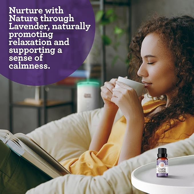 GuruNanda Lavender Essential Oil, 100% Pure, Natural & Undiluted Aromatherapy Oil for Diffusers, Massage & DIY Recipes, Aids in Feeling of Relaxation and Calmness (2X0.5 Fl Oz)