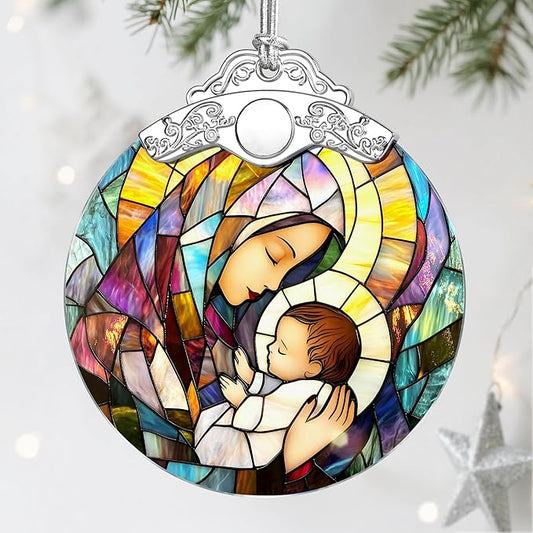 Christmas Ornaments, Religious Ornament, Christmas Tree Ornaments, Christian Xmas Decorations, Holiday Decorations, Christian Gifts, Religious Gifts - Baby Jesus and The Holy Mother Mary