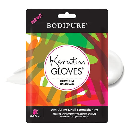 Bodipure Premium Hand Mask Keratin Gloves, Moisturizing Gloves for Dry Hands & Nail-Strengthening & Cuticle Softening, Spa Experience at Home, No Harm Chemical & For All Skin Types 1 Pair