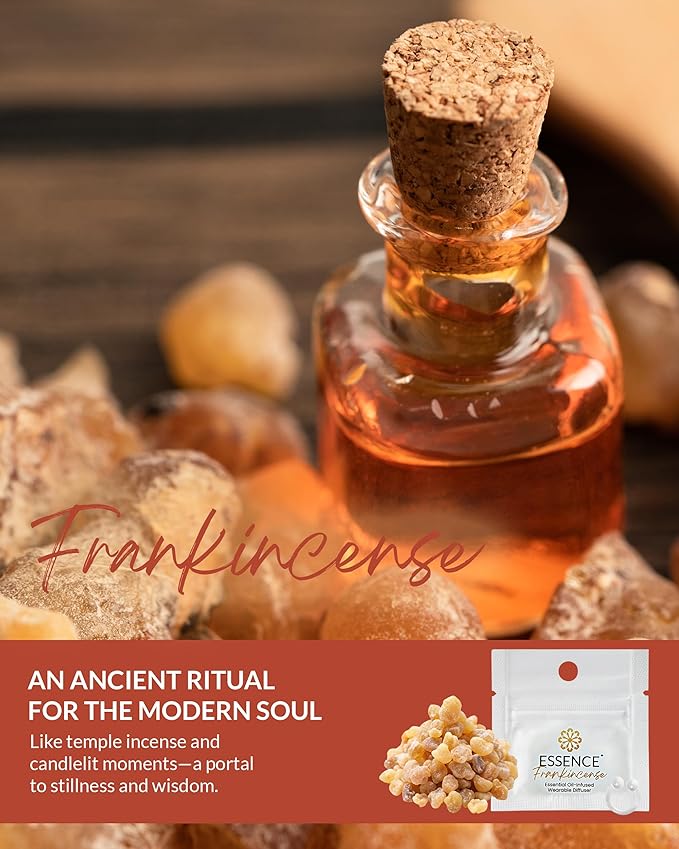 Essence Wearable Aromatherapy Nasal Diffuser – Frankincense Essential Oil Nose Ring Silicone Inhaler for Stress & Mood Support - Made in USA & Travel-Friendly (3 Pack)