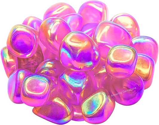 Amazing Gemstone Rose Aura Quartz Crystals and Healing Stones Tumbled - 1000+ Carats Rose Aura Quartz Stone, Healing Stones for Energy Balance, Stress Relief - Premium Polished Gems Rocks