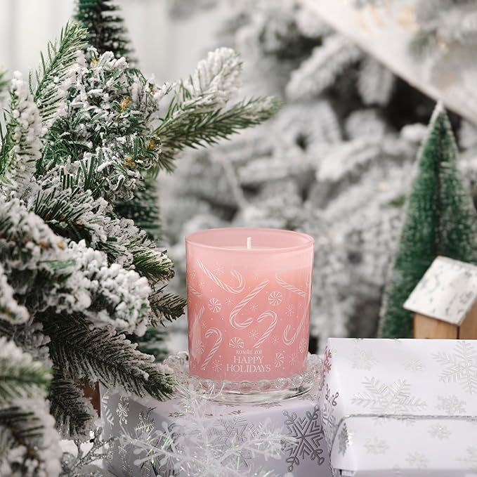ROMIIE ZOI Christmas Scented Jar Candle - 6oz Soy Wax Candle - Happy Holidays Infused with Peppermint Aroma - with Beautiful Keepsake Box Special for Christmas/Holiday Gifts