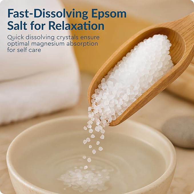 Brookstone 5 lb Epsom Salts Bulk Bag, Premium Magnesium Sulfate USP, Medium Grain – Unscented Salt Bath Soak, Bulk Epsom Salt Bath Soak for Soaking, Muscle Relief, Stress Relief & Skin Care