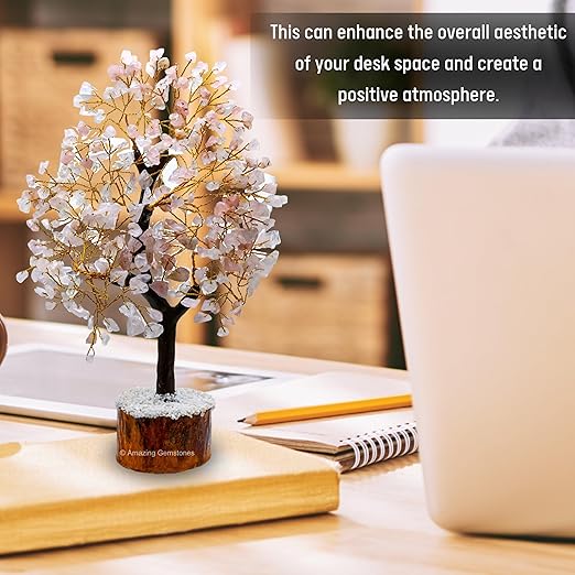 Amazing Gemstone Crystals and Healing Stones Birthday Gifts for Women - Rose Quartz Crystal Tree of Life Home Decor Stocking Stuffers, Bookshelf, Room, Meditation Gift for Dad, Unique Birthday Gifts