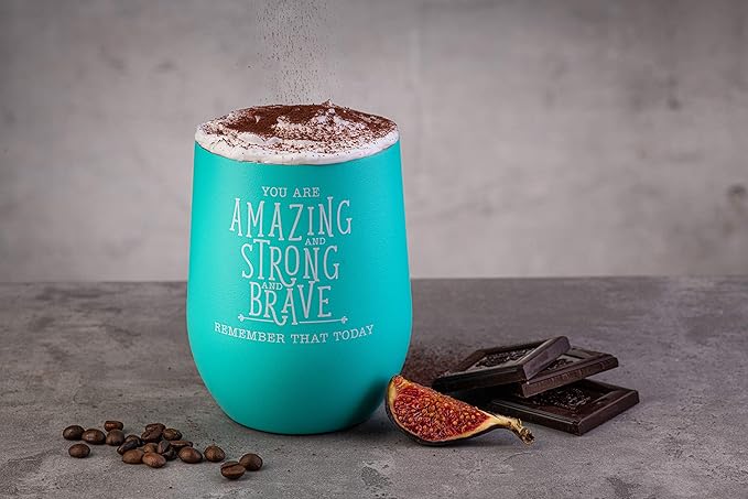 DIVERSEBEE Inspirational Thank You Gifts for Women, Mom, Girls, Wife, Girlfriend, Coworker, Nurses, Best Friend, Encouragement Birthday Wine Gifts for Her - Insulated Wine Tumbler Cup with Lid (Aqua)