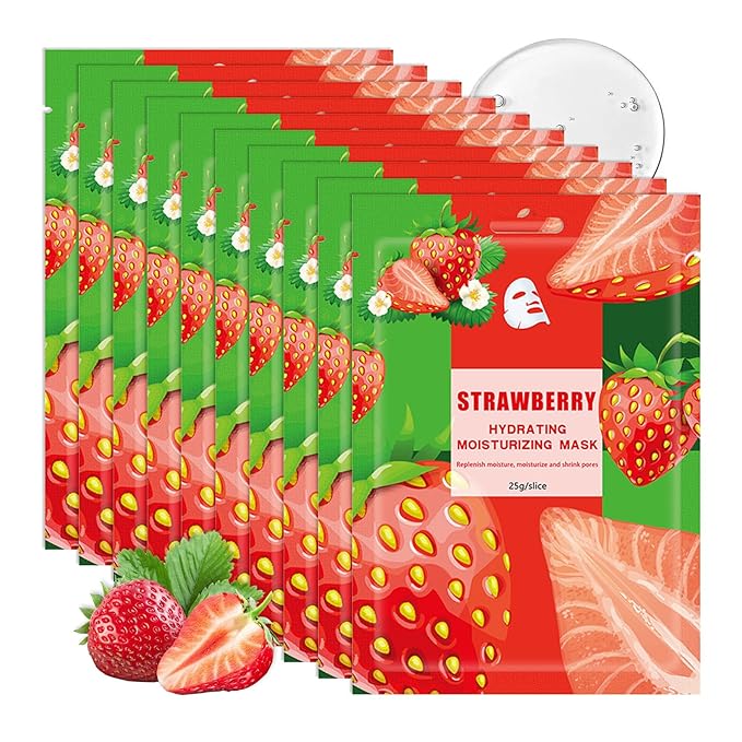 10PCS Hydrating Facial Sheet Mask,Moisturizing Face Masks Skincare Gift Set,Long Lasting Face Mask Skin Care & Facial Mask Kit for All Skin Types 01
