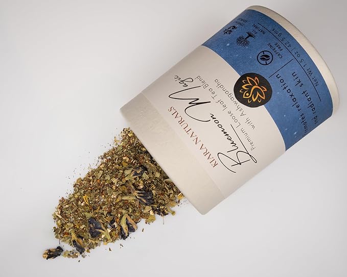 Kiara Naturals Loose Leaf Herbal Tea, BlueMoon Magic - 1 Count, Caffeine Free, Ayurveda-Inspired, Sustainable Packaging, Teal-Blue Infusion, Hot or Iced Tea, Relaxation, Stress Relief, Wellness