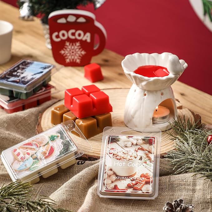 Christmas Scented Wax Melts, Soy Wax Cubes for Wax Warmer, Wax Melts Wax Cubes Xmas Winter, 6 x2.5oz