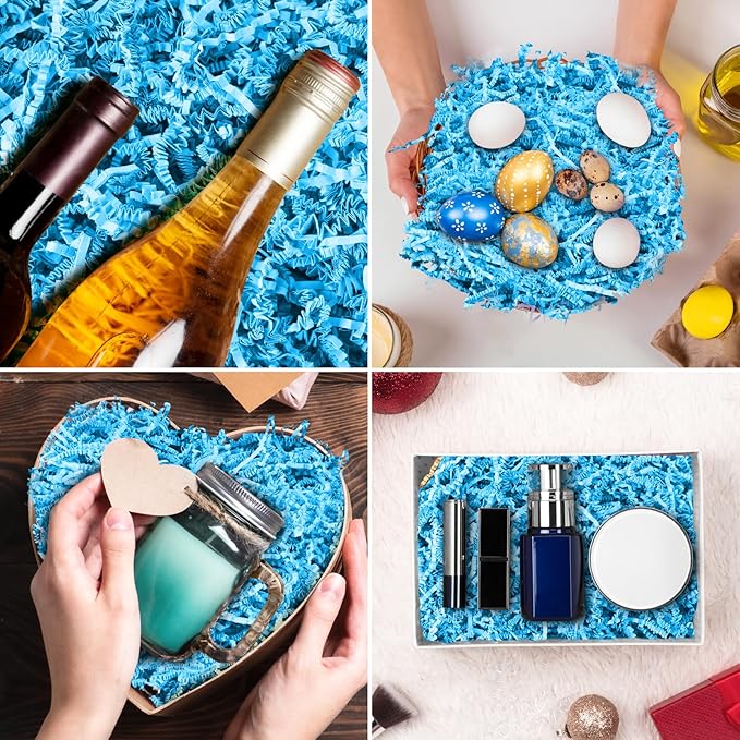 Darfukei Shredded Paper For Gift Baskets, Crinkle Paper Filler, 1/2LB (8 oz) Crinkle Cut Paper Shred, Bridesmaid Engagement Gift Boxes Bags Filler, Tissue Gift Basket Filler, Packing Grass Confetti For Birthdays, Weddings,Anniversaries,Gift Wrapping