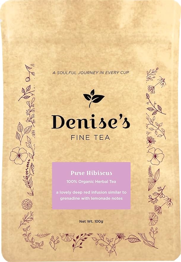 Denise's Fine Tea, USDA Organic, Pure Hibiscus, Herbal Tea, Caffeine-Free, Loose Leaf (100g)