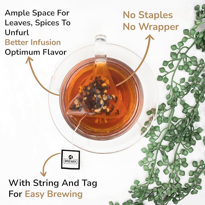 BREWIX, Royal Orange Spice Black Tea (25 Pyramid Tea Bags) | Premium Caffeinated Blend with Zesty Orange & Warming Spices | Warming Winter Blend Perfect for the Holidays | Iced Tea Bags | Sugar-Free