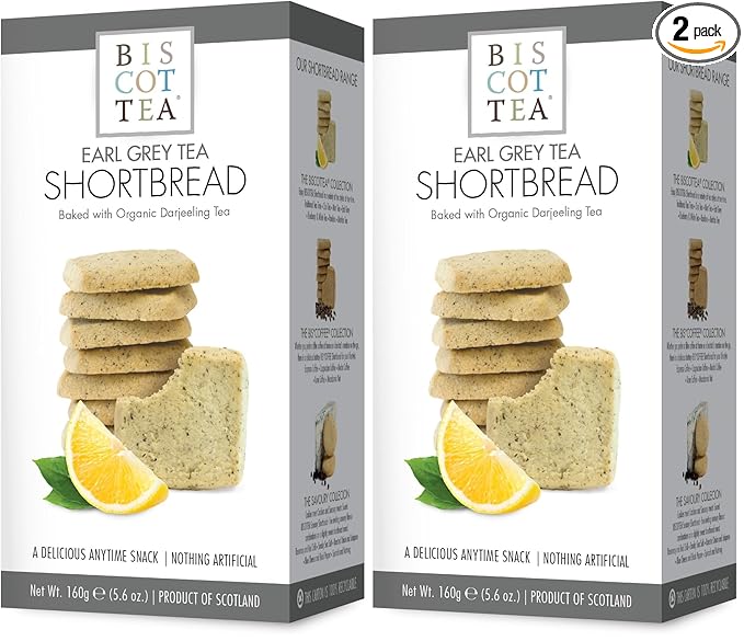 BISCOTTEA Earl Grey Tea Shortbread Cookies (8 Cookies) (Pack of 2)