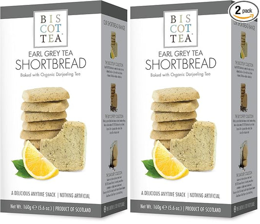 BISCOTTEA Earl Grey Tea Shortbread Cookies (8 Cookies) (Pack of 2)
