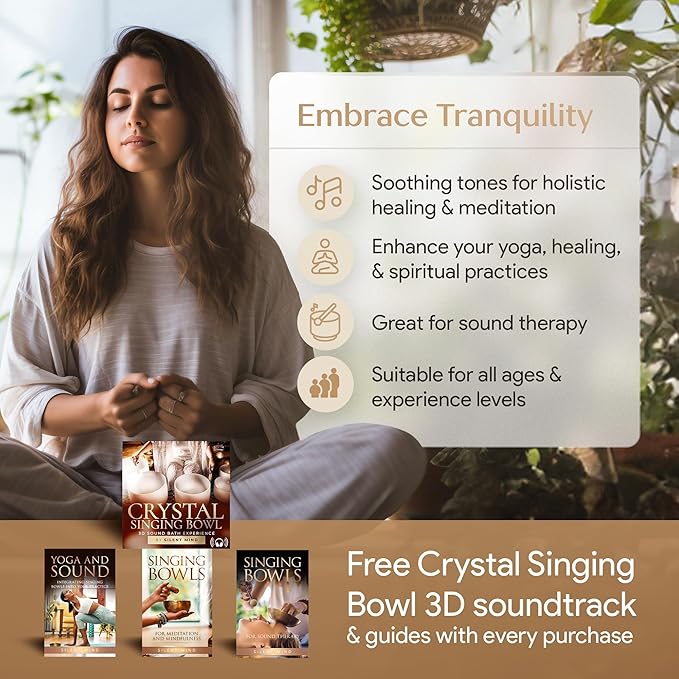 Tibetan Singing Bowl Set with Case – Authentic Plain Design – Meditation Bowl & Sound Bowl with Cushion, Mallet & Guide – Sound Bath Instruments – Yoga Meditation Kit