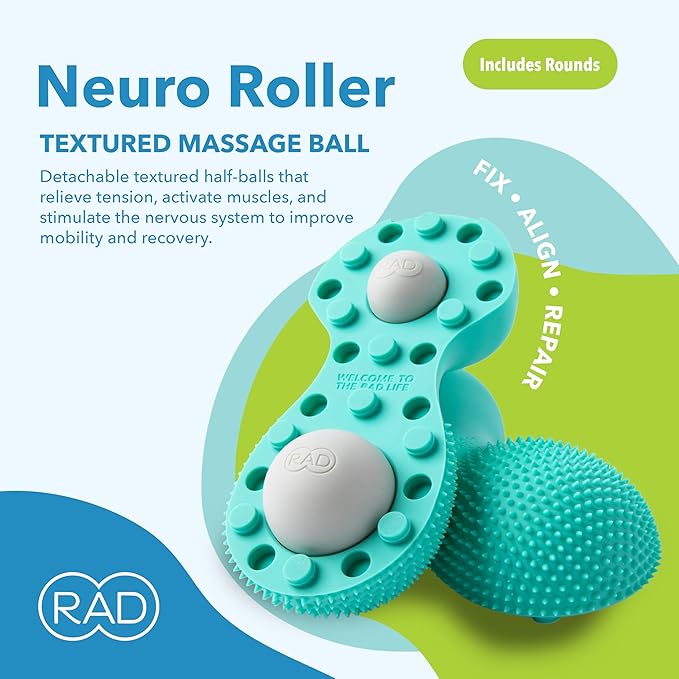 RAD Neuro Roller – Foot Massage Roller for Plantar Fasciitis & Recovery - Silicone, Dual-Texture Design with Built-in Massage Balls for Trigger Point Therapy & Foot Relief