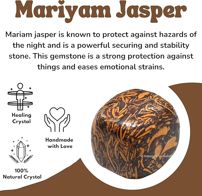 Amazing Gemstone Mariyam Jasper Crystals&Healing Stones - 1 oz Mariyam Jasper Stone, Natural Healing Stones for Energy Balance, Stress Relief - Premium Polished Gems Rocks for Meditation&Wellness