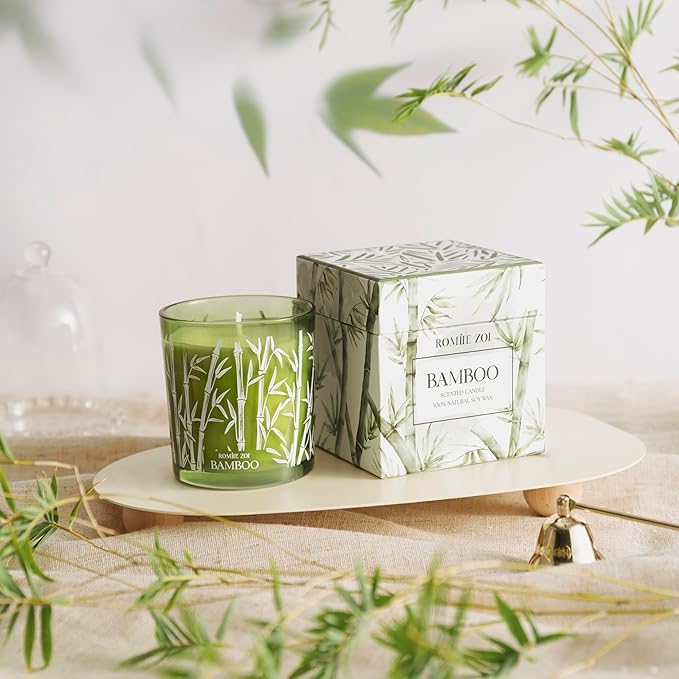 ROMIIE ZOI Aromatherapy Jar Candle - 6oz Soy Wax Candle - Infused with Bamboo Aroma - with Beautiful Keepsake Box Special