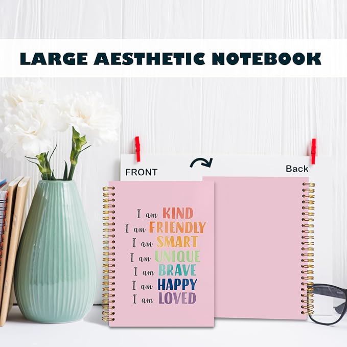 BearCake Notebook Journal, Blue Floral Notebook for Women,Journal for Women, Aesthetic Office Supplies Hardcover Spiral Notebook 5.5x8.3 636